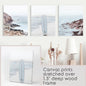 3 Piece Surf Wall Art. Surfboard, Blue Ocean Beach, Rocks
