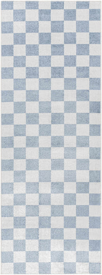 Brone Blue Checkered Washable Rug
