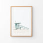 Blue Lifeguard Hut Wall Art Print. Santa Monica Beach