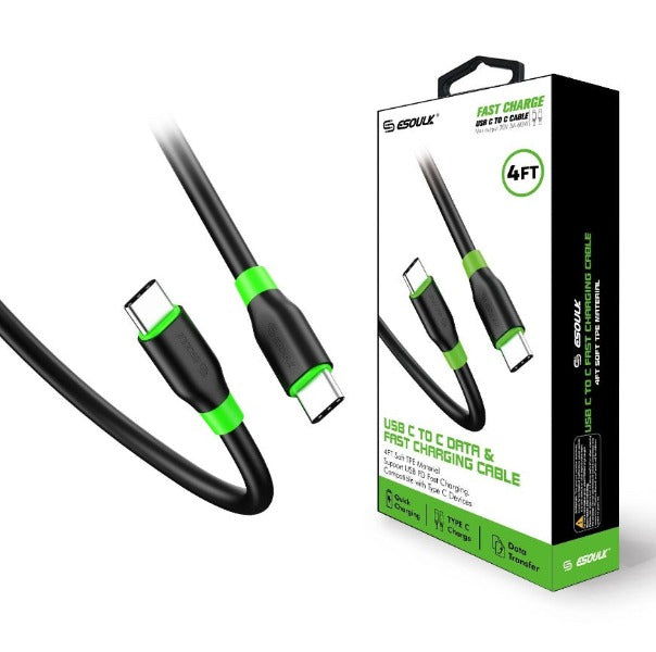 4ft/1.2m USB C To C Cable TPE Material Black