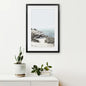 Sea Rocks and Waves Print. Blue Beige Coastal Wall Art