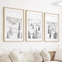 3 Piece Black White Nordic Winter Forest Wall Art Set