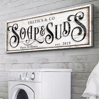 Personalized Soap And Suds Laundry Sign