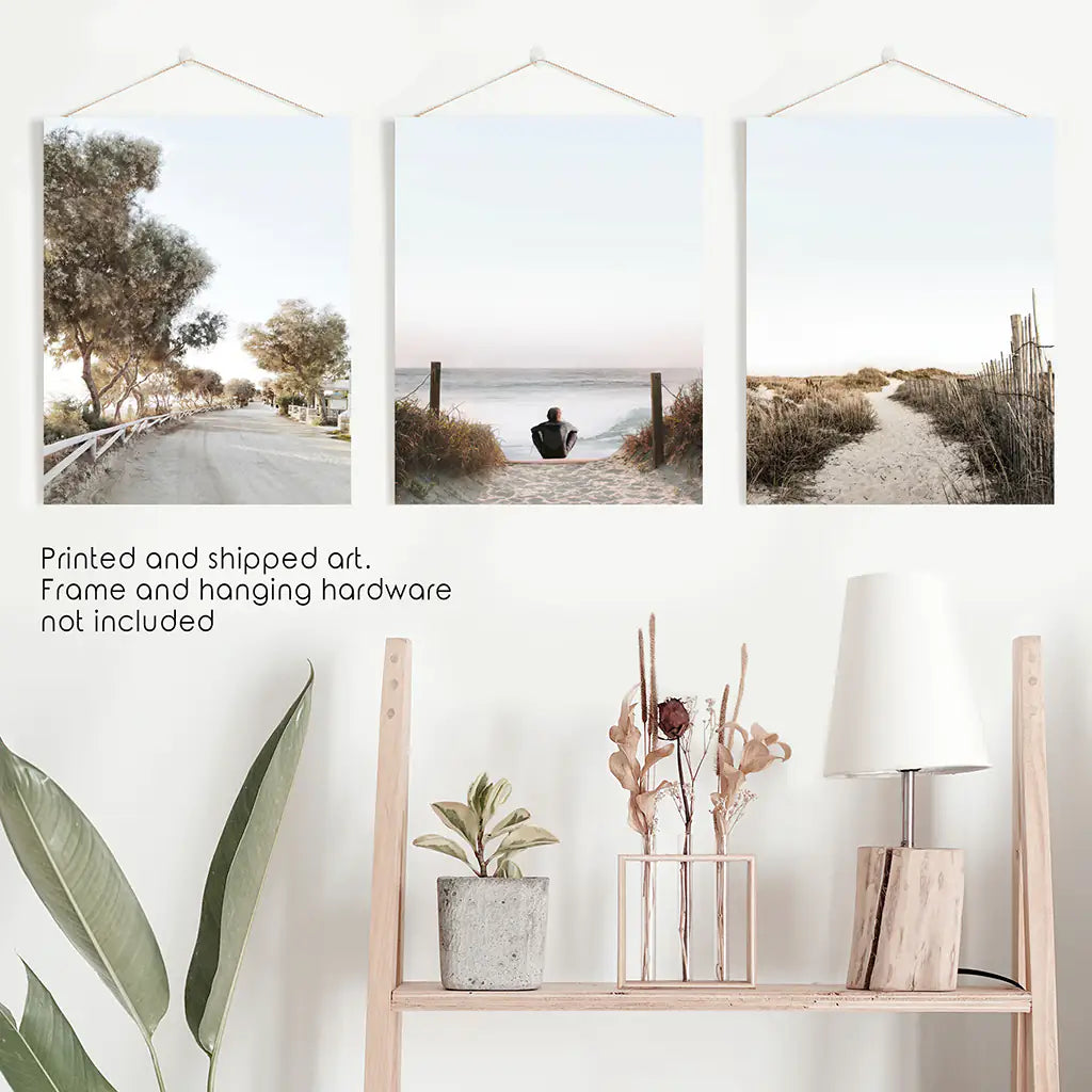 Sahilde Sörfçü. Sahil 3 Parçalı Duvar Sanatı