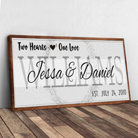 Two Hearts One Love Couple Sign