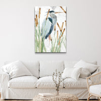 Heron In The Reeds Canvas Wall Art II