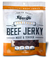 Sharifa Halal Beef Jerky, Teriyaki, (3) 2.85 oz. Bag – Great Everyday Halal Jerky Beef Meat Snack, 100 % Real Zabiha Halal Beef, 12g of Protein, 80 Calories, 0g Trans Fat, & 2g of Carbohydrates