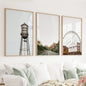 Texas Travel Set of 3 Prints. Water Tower, Ferris Wheel, Road