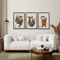 Funny Frog and Cat. Japanese Art. Matsumoto Hoji Poster