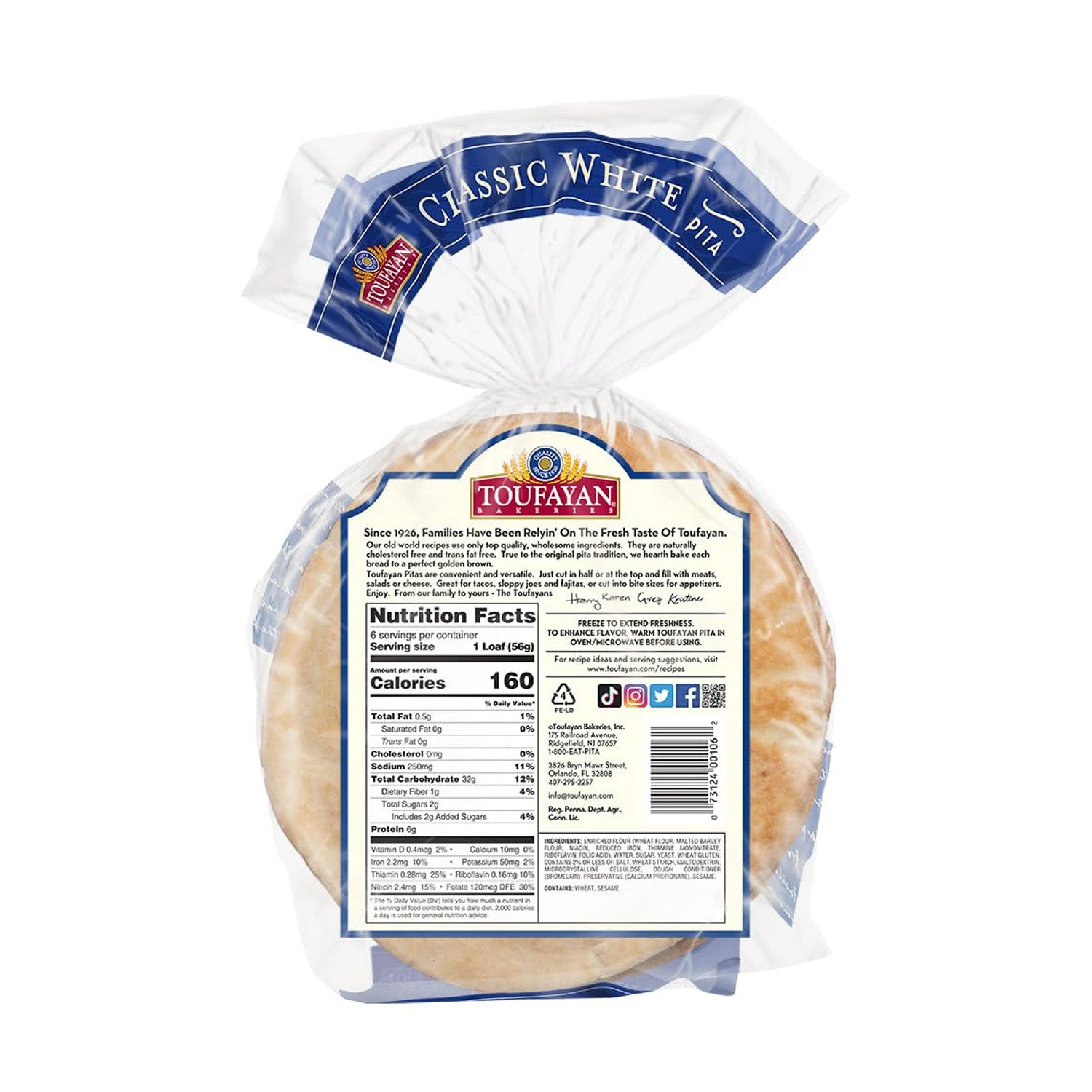 Toufayan Pita White Ups 12Pcs