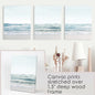 Blue Waves, Sandy Beach. Minimalist 3 Piece Wall Decor