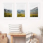 Foggy Mountains and Green Forest. Photo Triptych