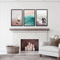 California Surfing Vibe. Beige Turquoise Coastal Prints Set