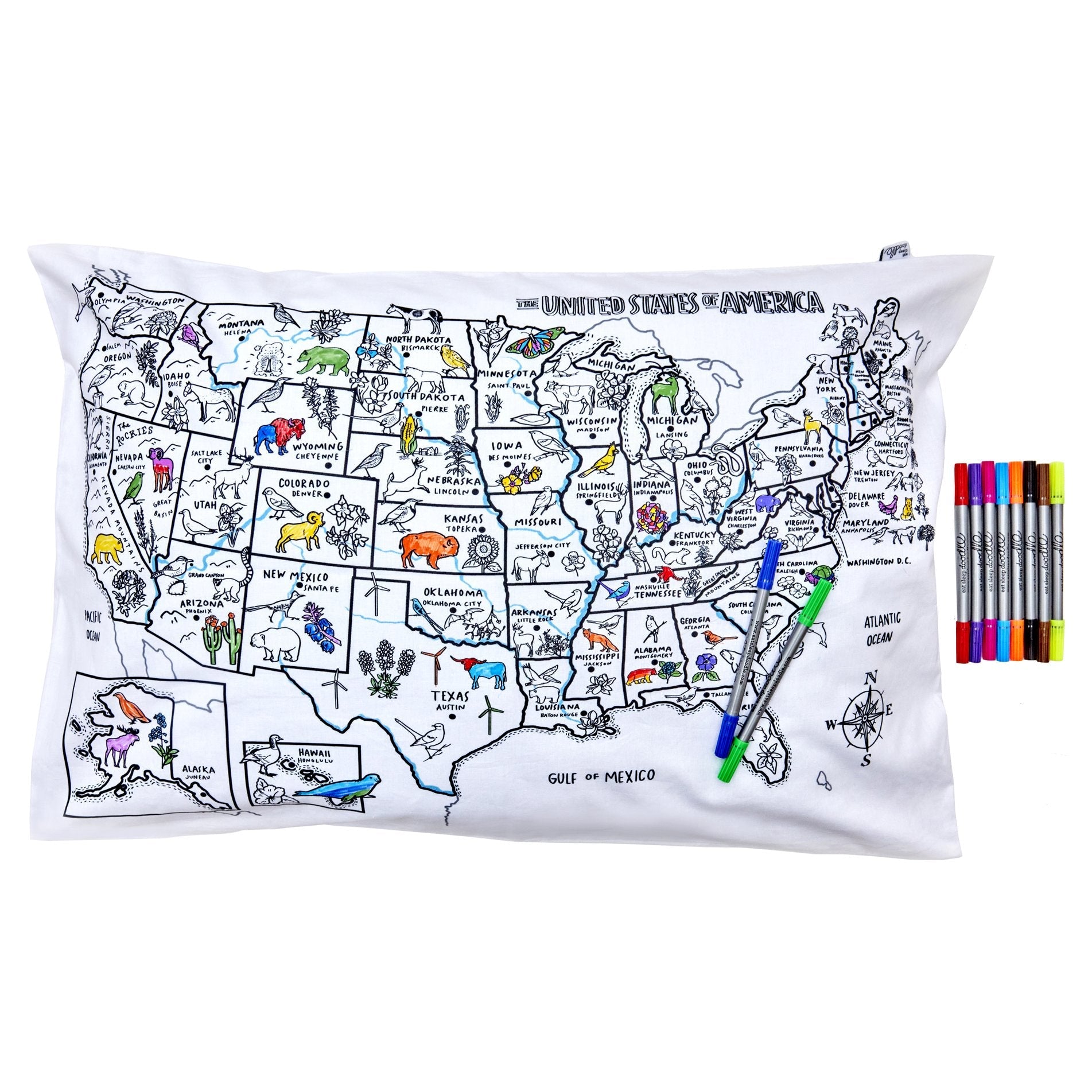 USMap Pillow Case (pens included)