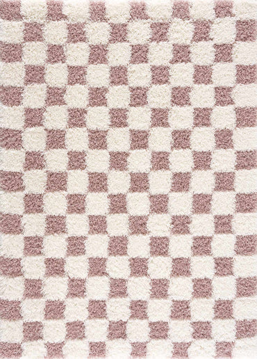 Atira Pink Checkered Shag Rug