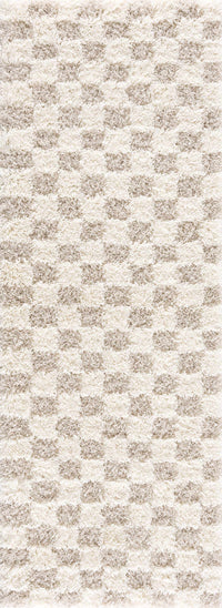 Atira Light Brown Checkered Area Rug
