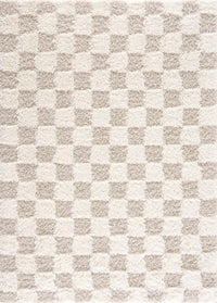 Atira Light Brown Checkered Area Rug