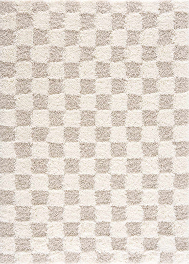Atira Light Brown Checkered Area Rug