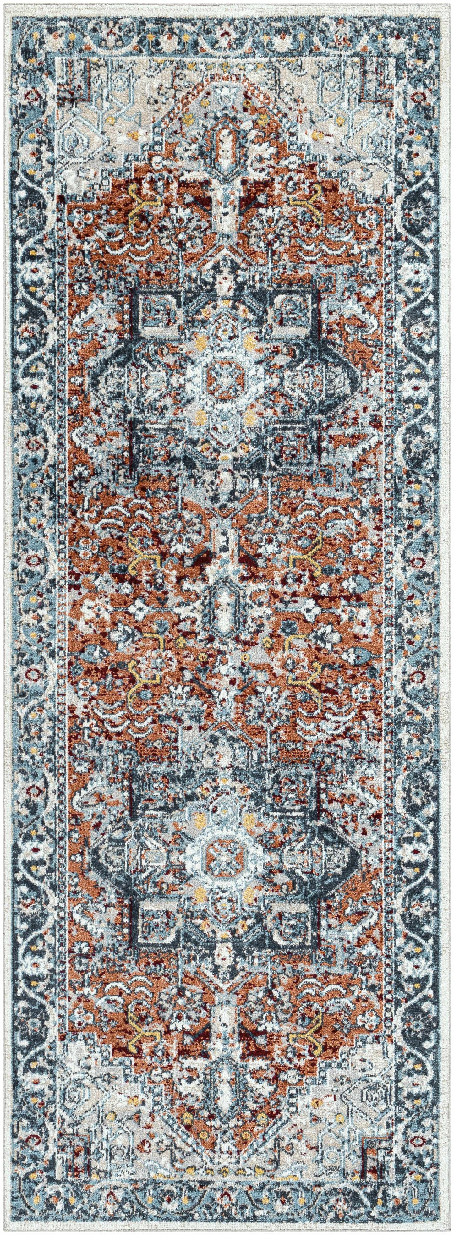 Cabacungan Blue & Rust Washable Area Rug - Clearance
