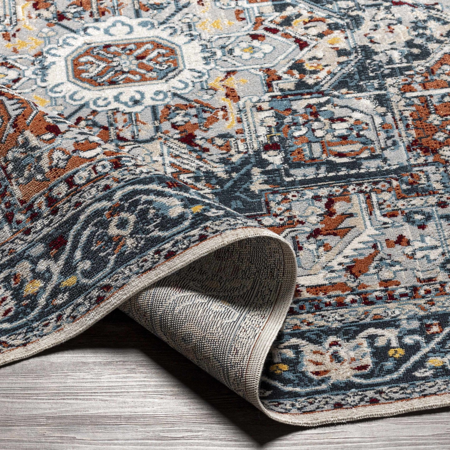 Cabacungan Blue & Rust Washable Area Rug - Clearance