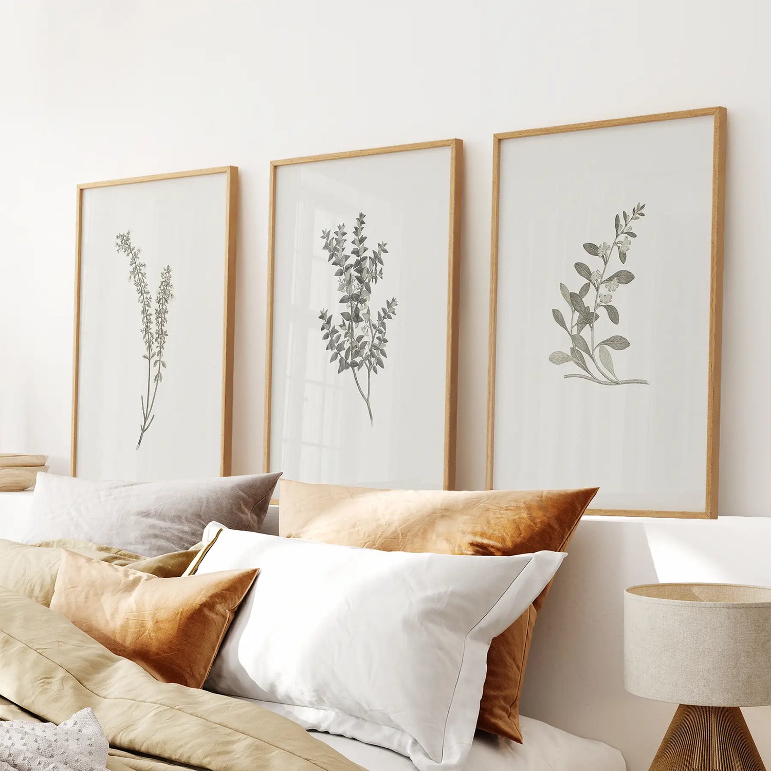 Vintage Çiçekli 3 Parçalı Duvar Sanatı. Rustik Botanik Posterleri