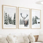 3 Piece Christmas Wall Art. Forest, Log Cabin, Reindeer