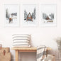 Rustic Winter Set of 3 Wall Art Prints. Animals, Log Cabin