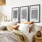 Black White set of 3 Piece Abstract Kusama Art