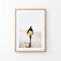 Yellow Surfboard Poster. Coastal Lifestyle Themed Print