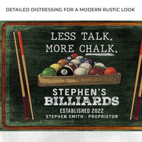 Less Talk More Chalk Billiards Sign II
