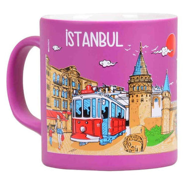İstanbul Temalı Kutulu Renkli Baskılı Seramik Kupa - 82x90 mm