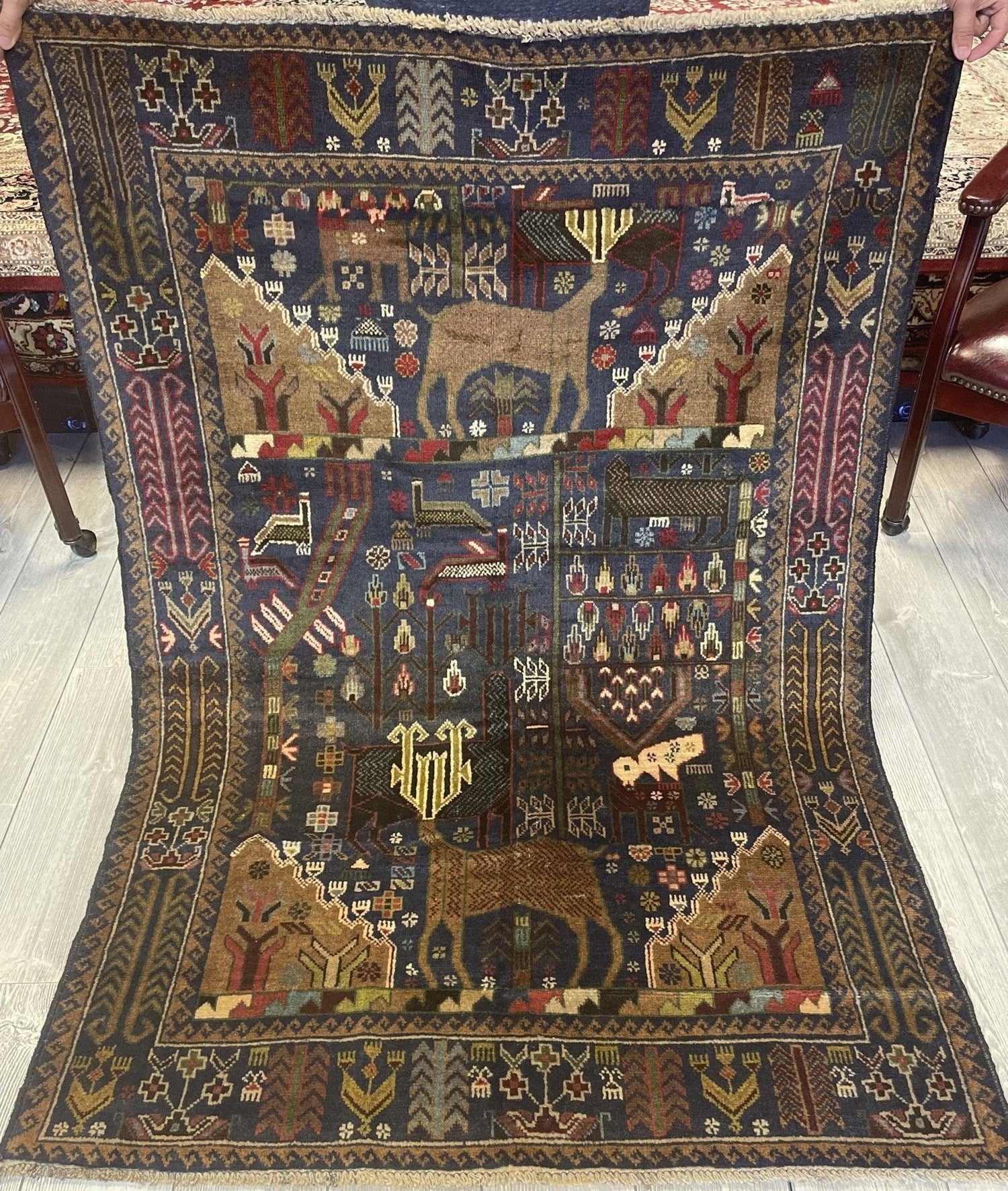 Afghani Vintage Pictorial Rug I Tribal Baluchi 3'6''X5'5''