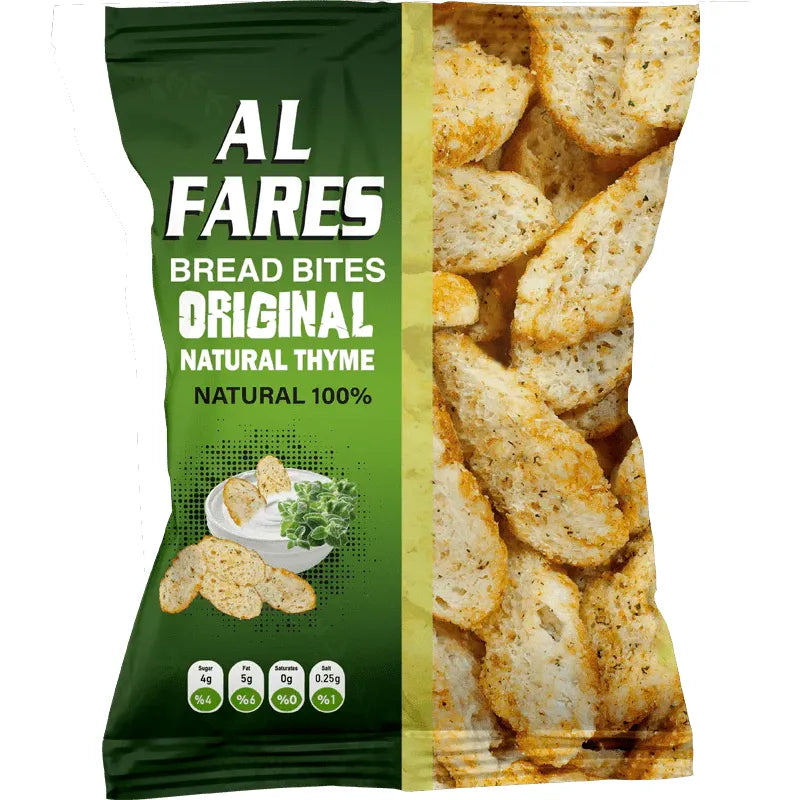 Al Fares 120g Roasted Zaatar Bread Bites | Delicious Herbed Bread Snacks for Snacking Bliss