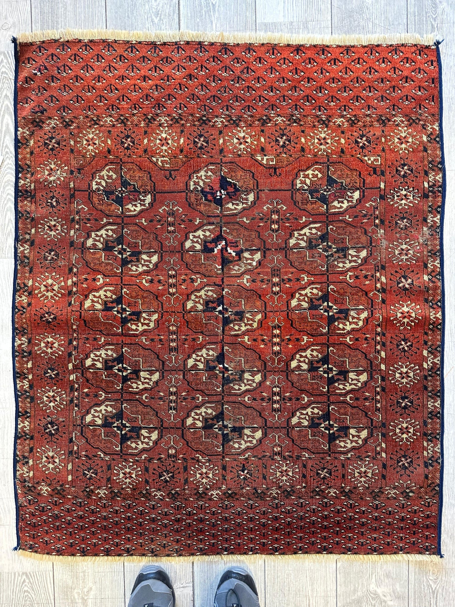 Antik 1880'lerin Kabile Türkmen Tekke Düğün Halısı 3'4” x 4'1”