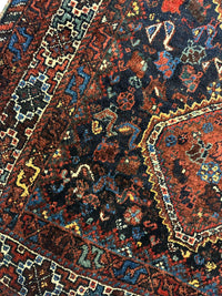 Antique Persian Khamseh Tribal Rug 4' x 5’10”
