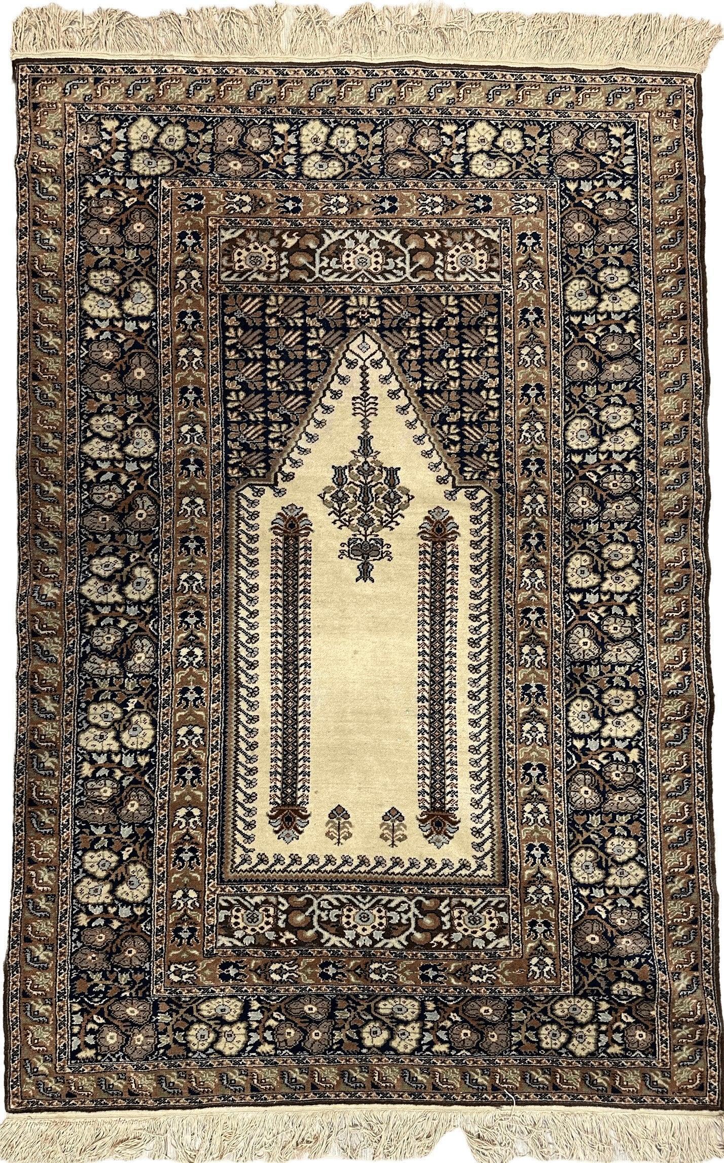 Antique Turkish Panderma Prayer Rug