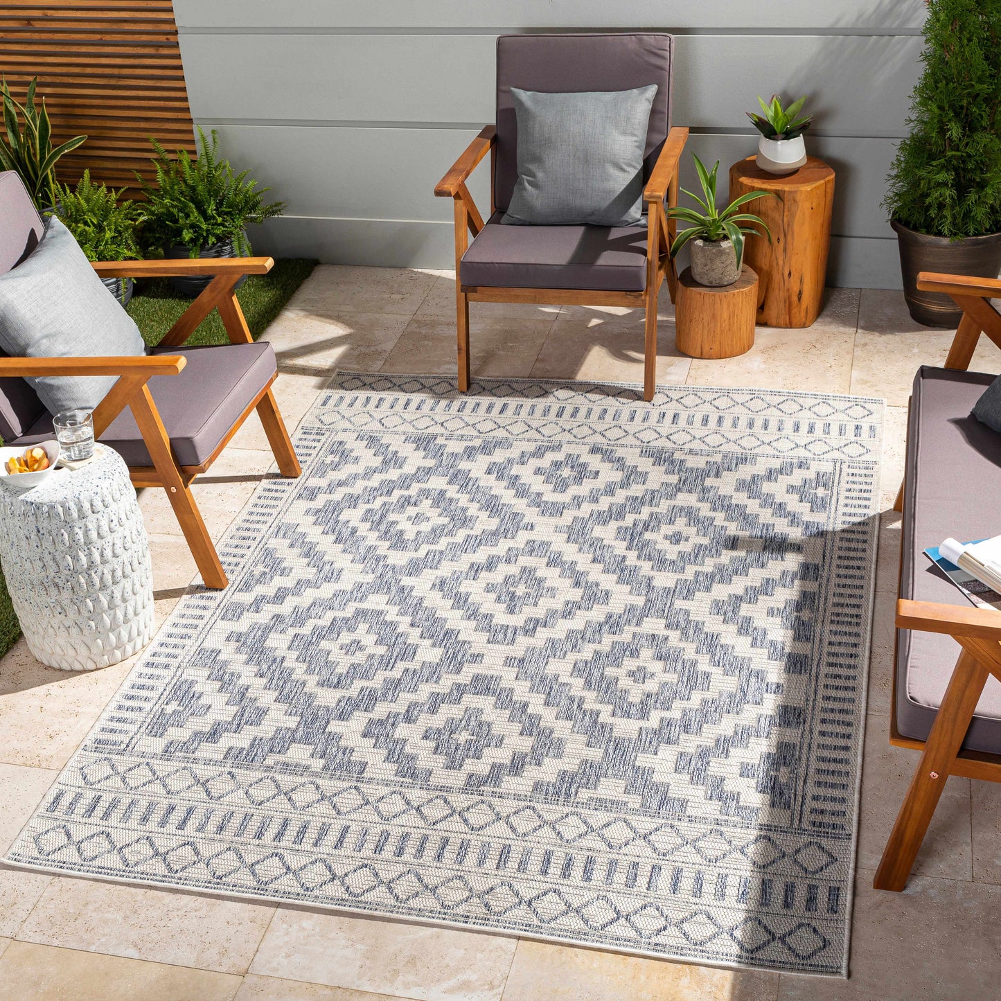Kabala Dark Blue Area Rug - Clearance