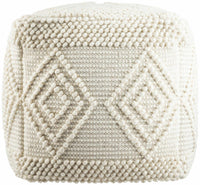 Aveley Beige Cotton Knitted Pouf
