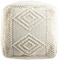 Aveley Beige Cotton Knitted Pouf