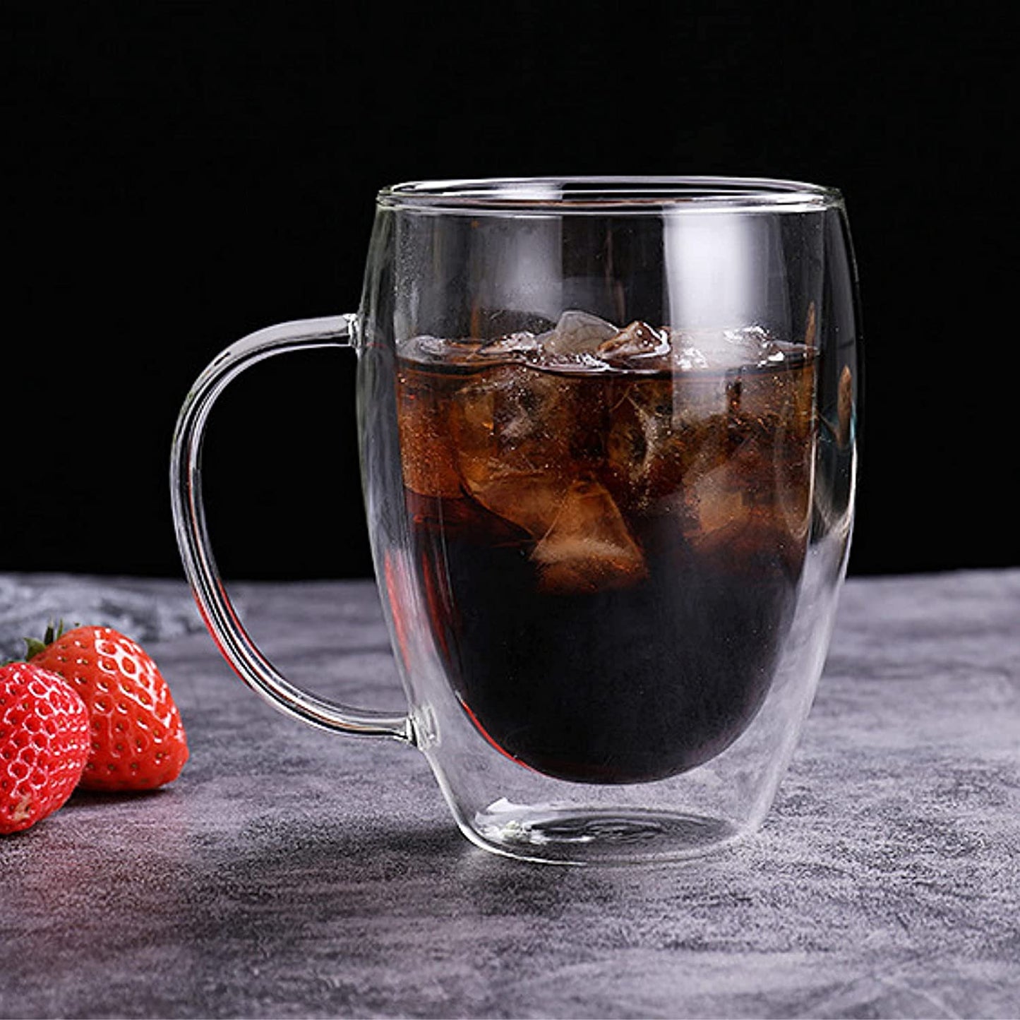 Double Walled Glass Coffee Mugs 11.8oz / 350ml, Large Insulated Espresso Cups ,  (Set of 2) (Regular Shape 250 ml)