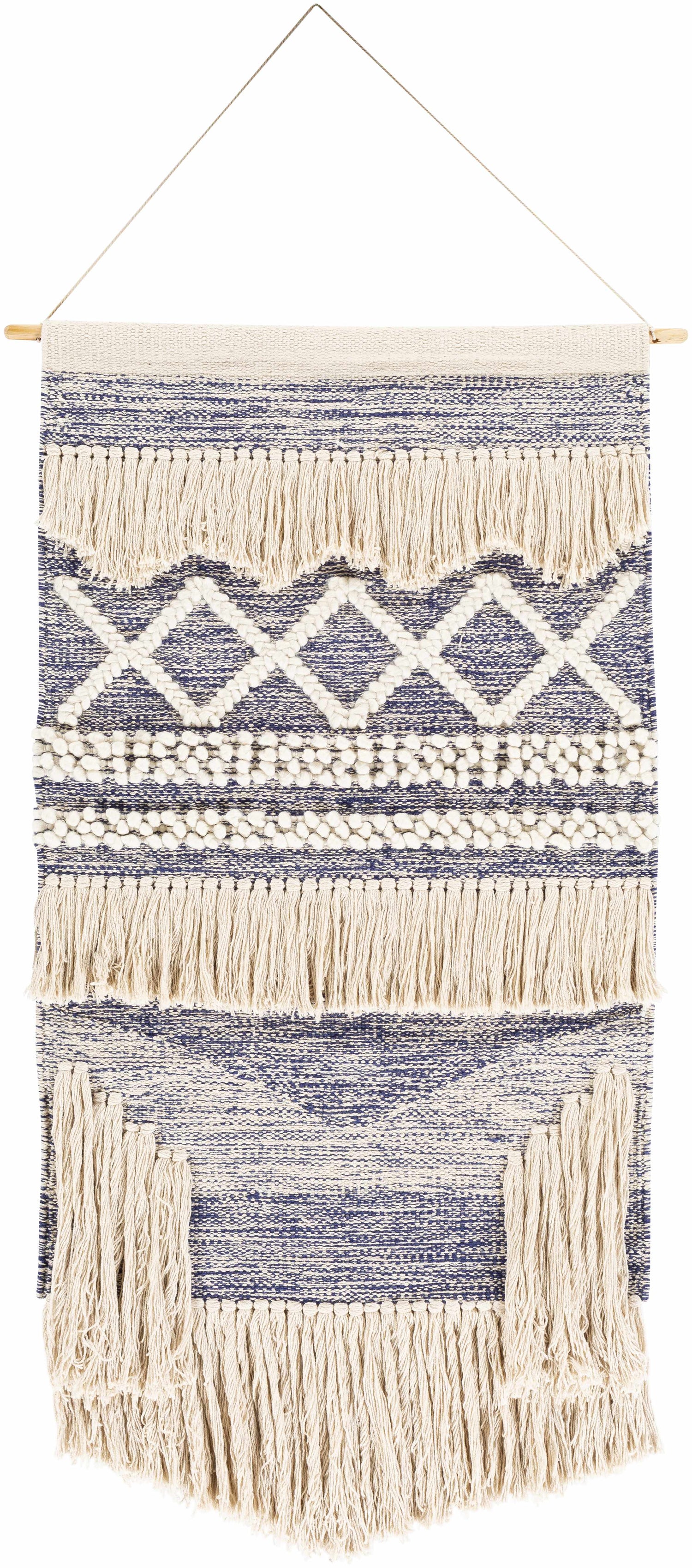 Braunston Boho Navy & Beige Textured Wall Hanging