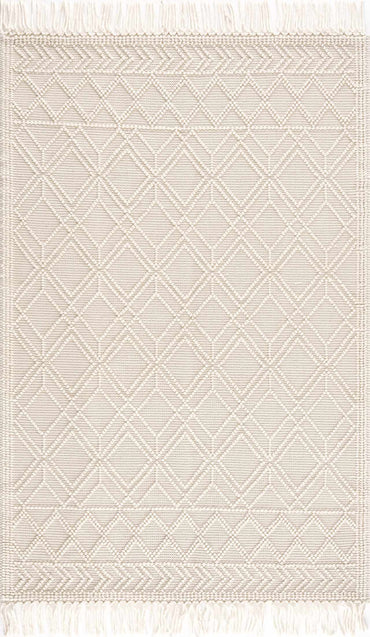 Ramsbury Beige Trellis Wool Rug