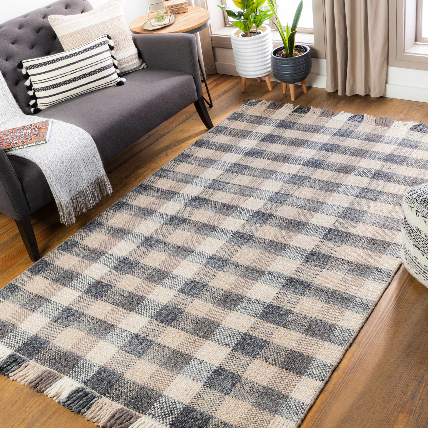 Chilliwack Gray Plaid Wool Rug