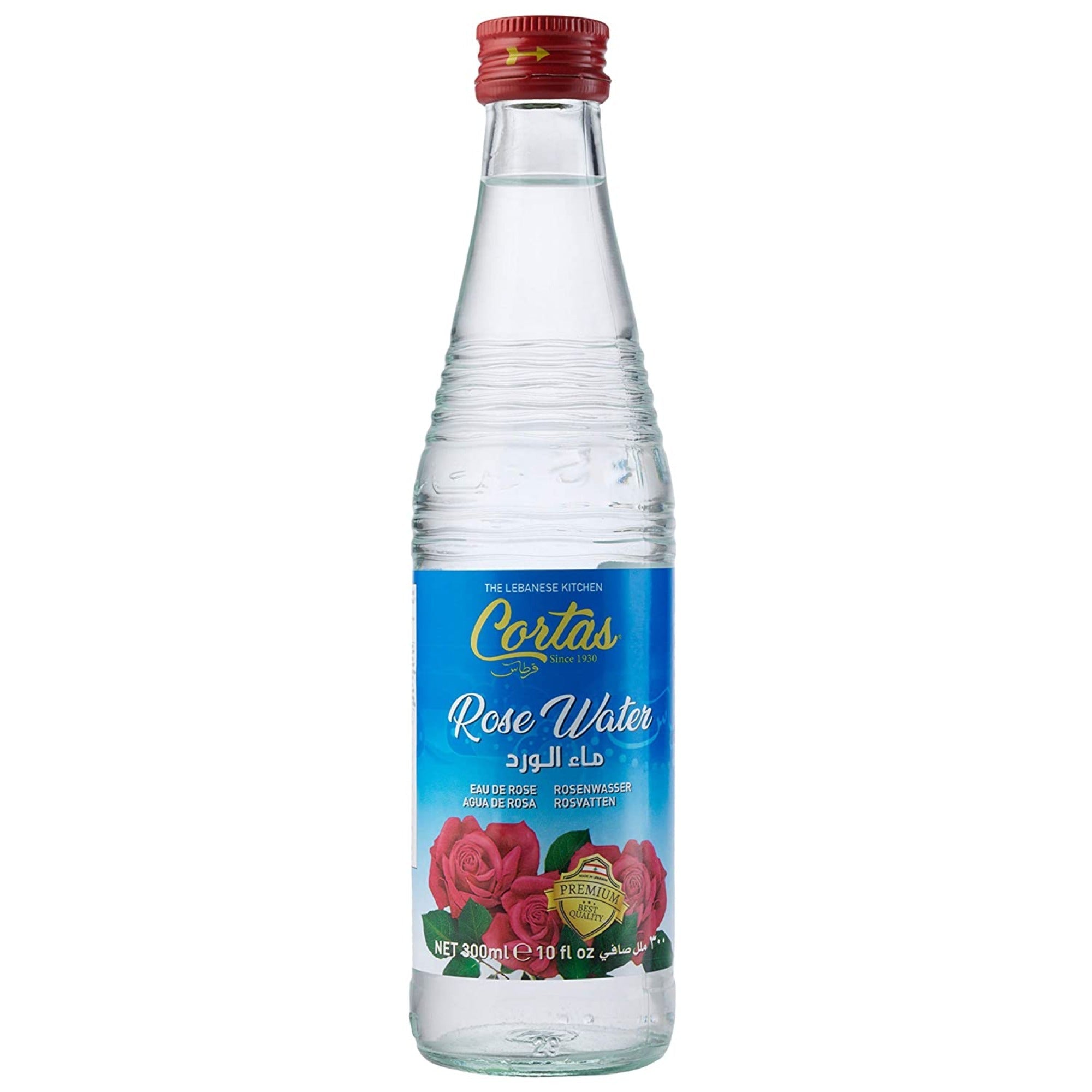 Cortas 10 Fl Oz Rose Water For Cooking - Authentic Lebanese Distilled Rose Petals