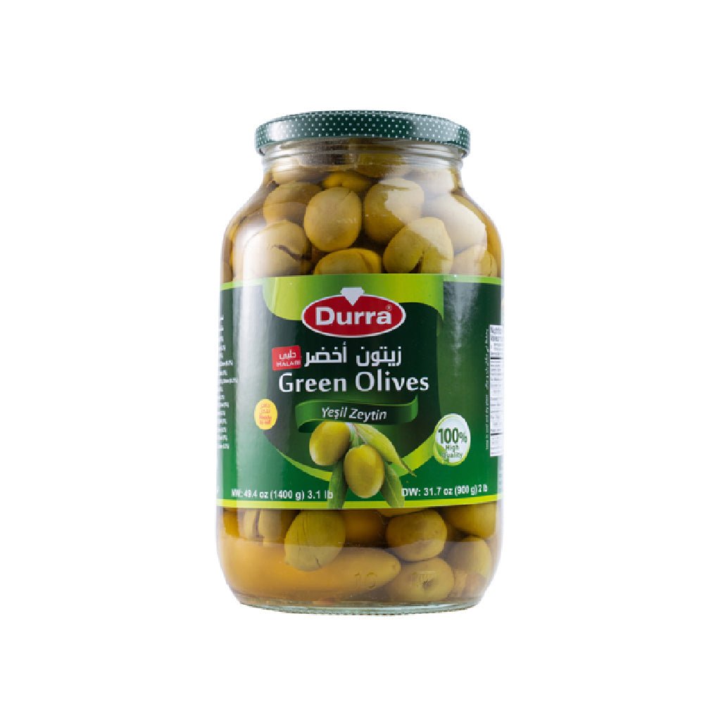 Best Green Olives 1300g - Durra Premium Quality Mediterranean Olives for Gourmet Cooking