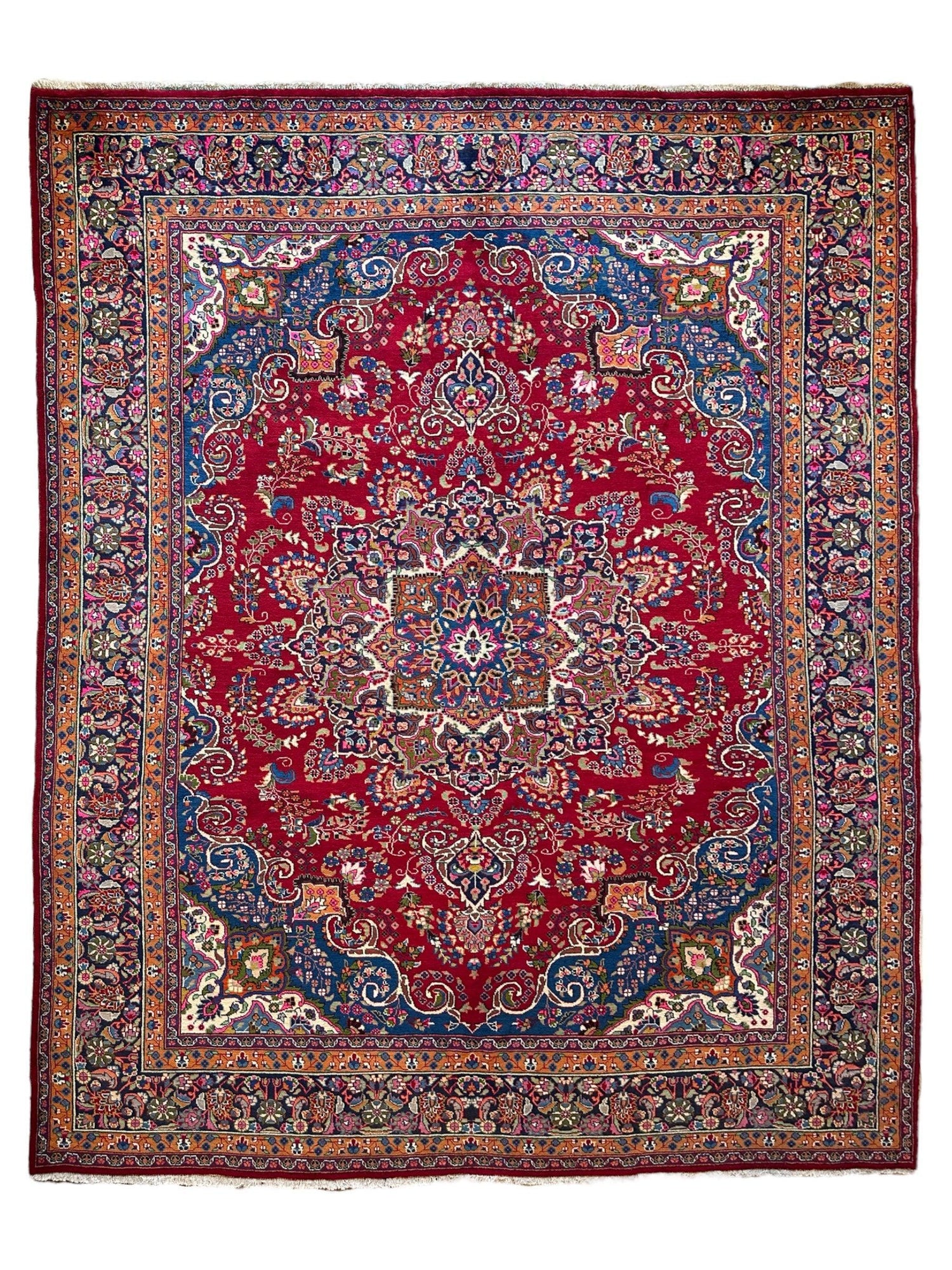 Elegant Mint Vintage 1960's Hand Knotted Veggie Dye Khorasan Area Rug 9’7” x 12’9”