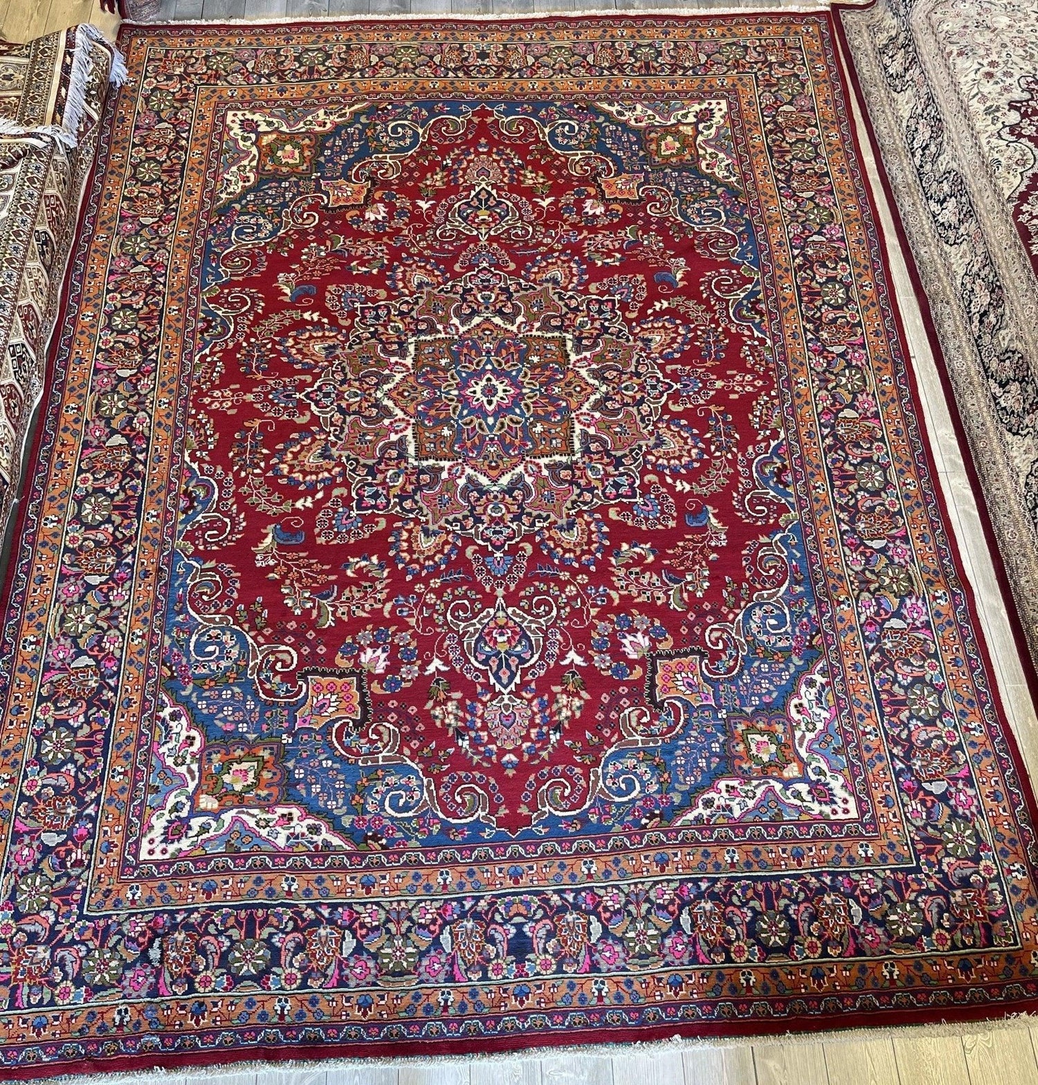 Elegant Mint Vintage 1960's Hand Knotted Veggie Dye Khorasan Area Rug 9’7” x 12’9”