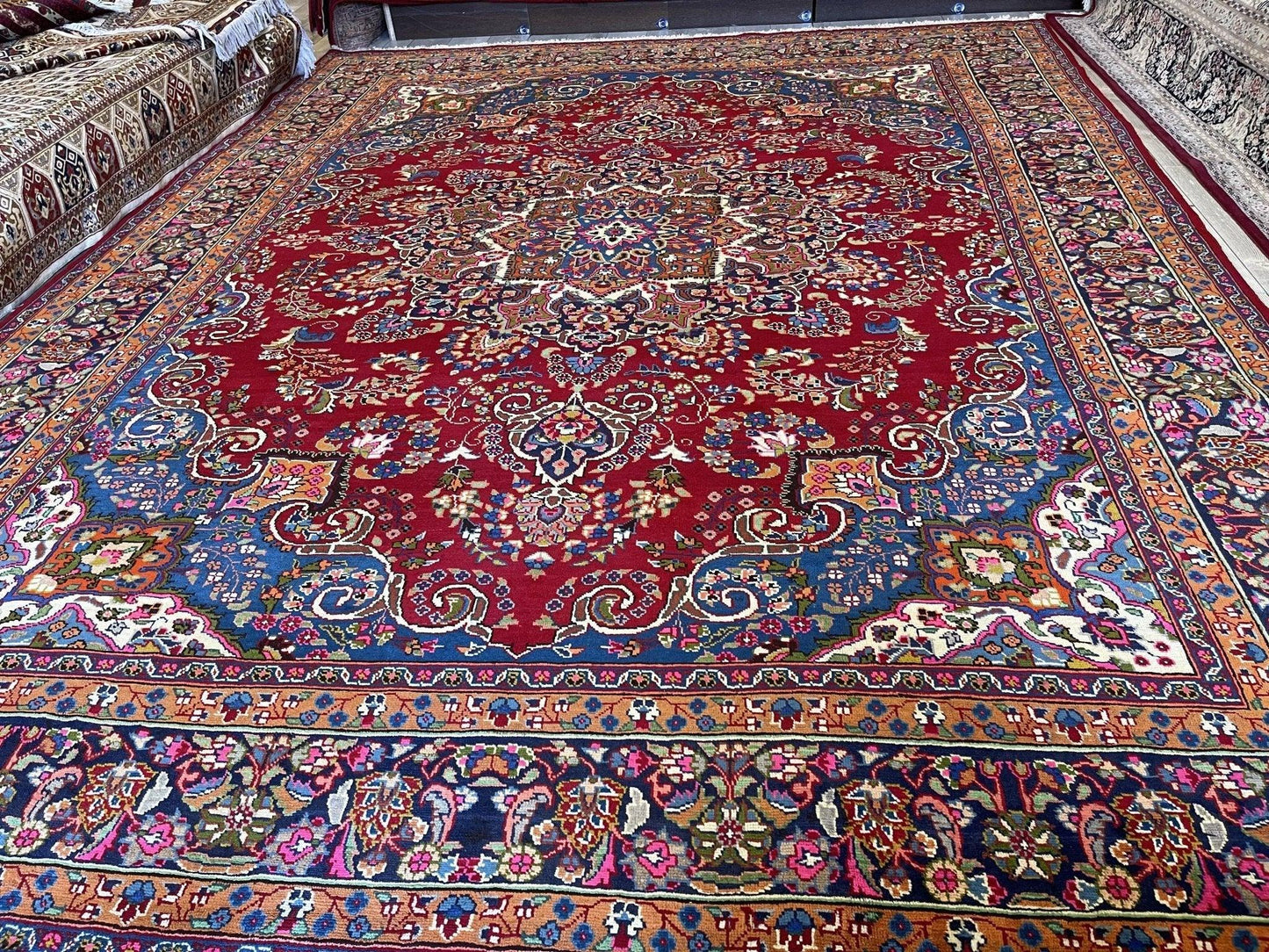 Elegant Mint Vintage 1960's Hand Knotted Veggie Dye Khorasan Area Rug 9’7” x 12’9”