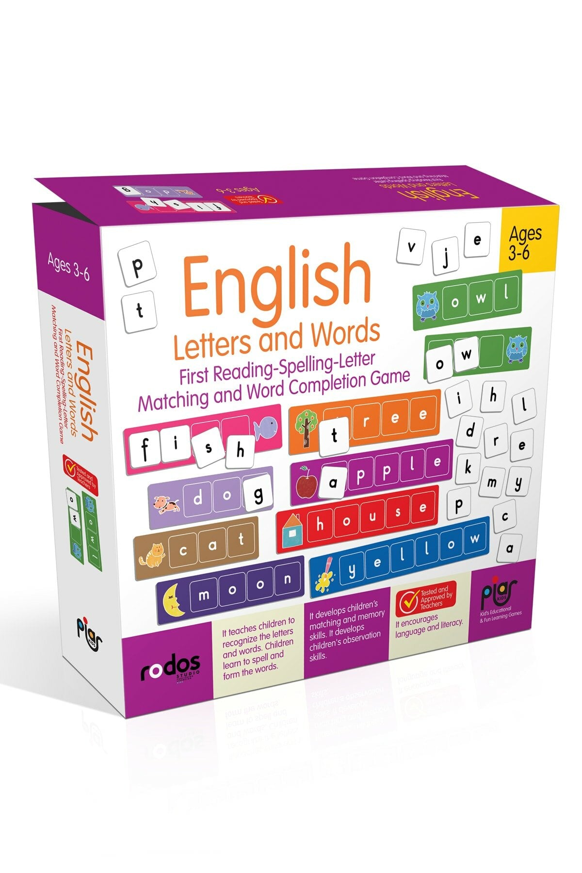 Piar Kids English Letters And Words/first Reading-spelling-letter Matching And Word Completion Game / Ages 3-6