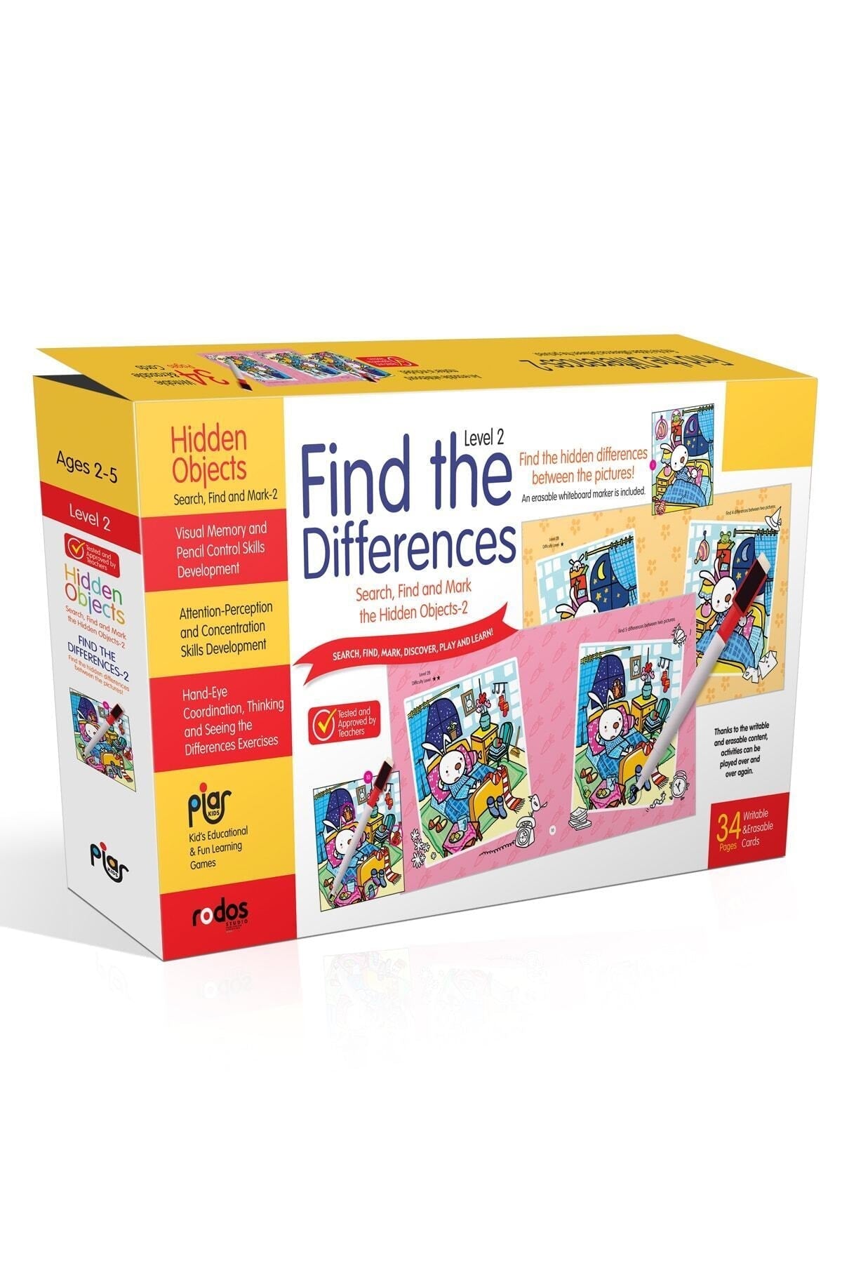 Piar Kids Find The Differences-2 (Level 2) / Search, Find And Mark The Hidden Objects-2 / Ages 2-5